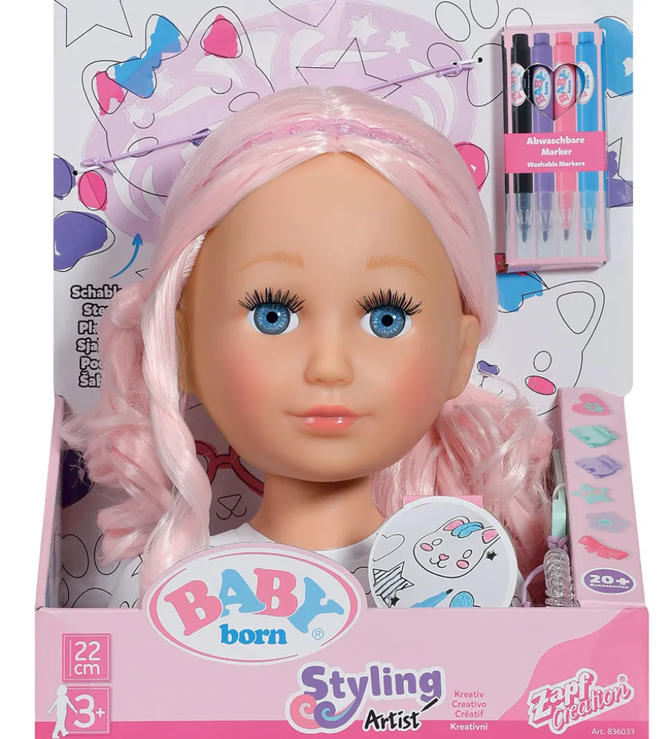 Baby Born Sminkehoved m. Tilbehør - Sister Styling Artist