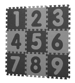 BabyDan Legegulv - 90x90 - Lysegrå/Mørkegrå m. Tal