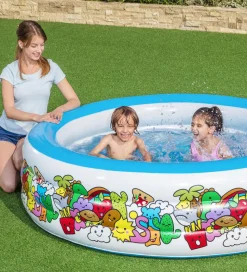 Bestway Badebassin - 196x53cm - Hvid/Blå m. Print