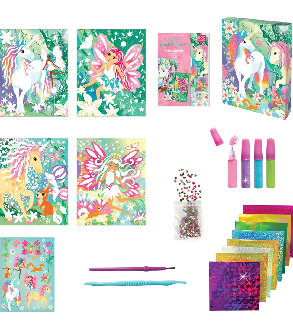 BOX CANDIY Kreasæt - Sand- og Foliekunstsæt - Magical Unicorns