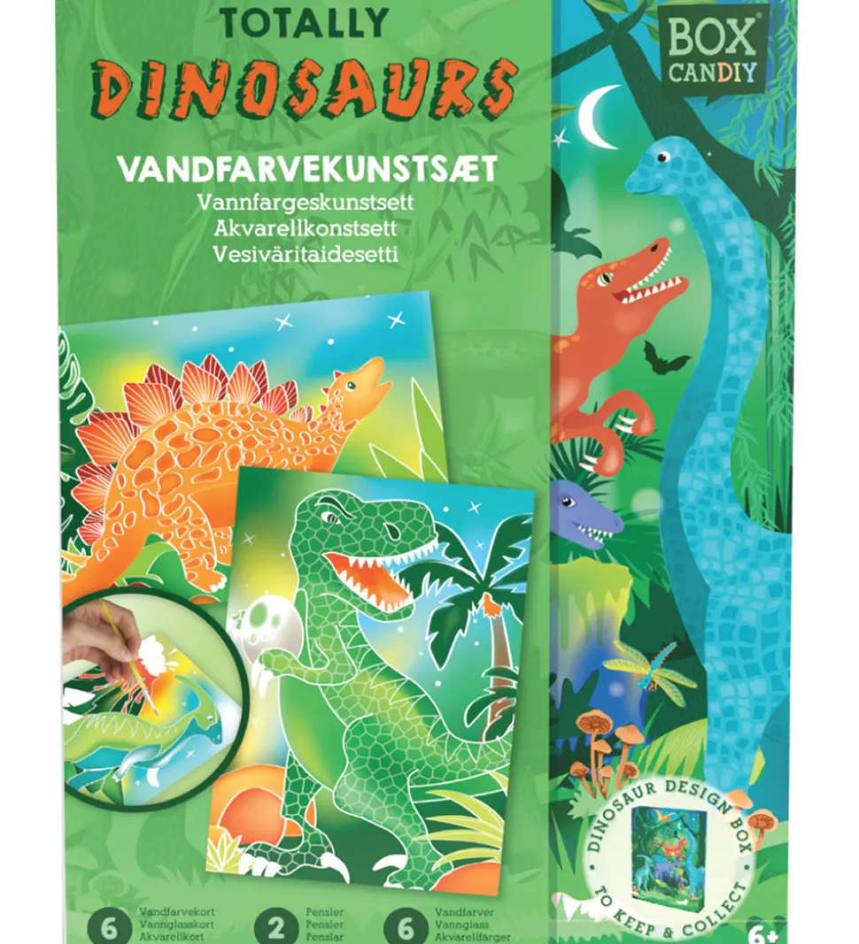 BOX CANDIY Kreasæt - Vandfarvekunstsæt - Totally Dinosaurs