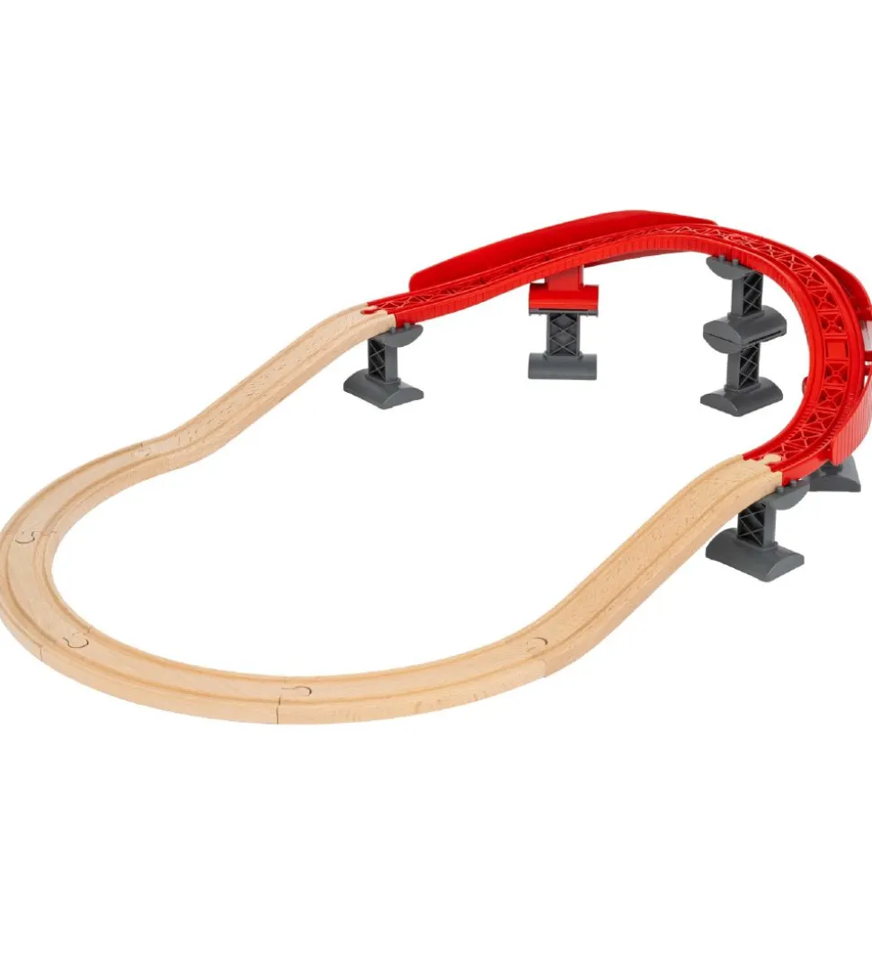 BRIO World Buede, Hævede Skinner - 17 Dele - Træ 33995