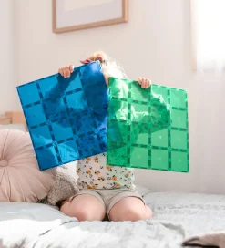 Connetix Magnetplader - 2 Dele - Blå og Grøn