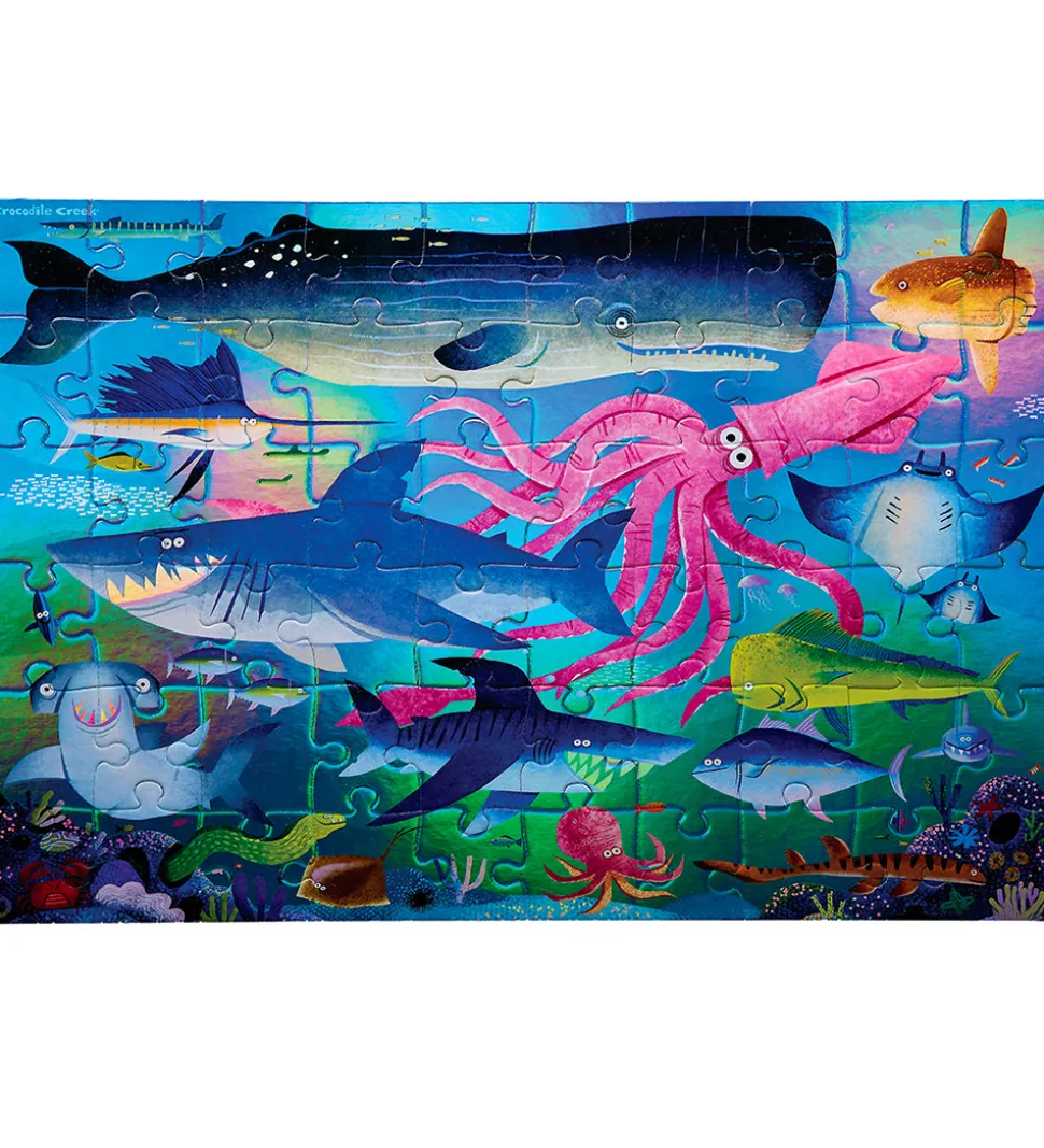 Crocodile Creek Puslespil - 60 Brikker - Shimmering Sharks