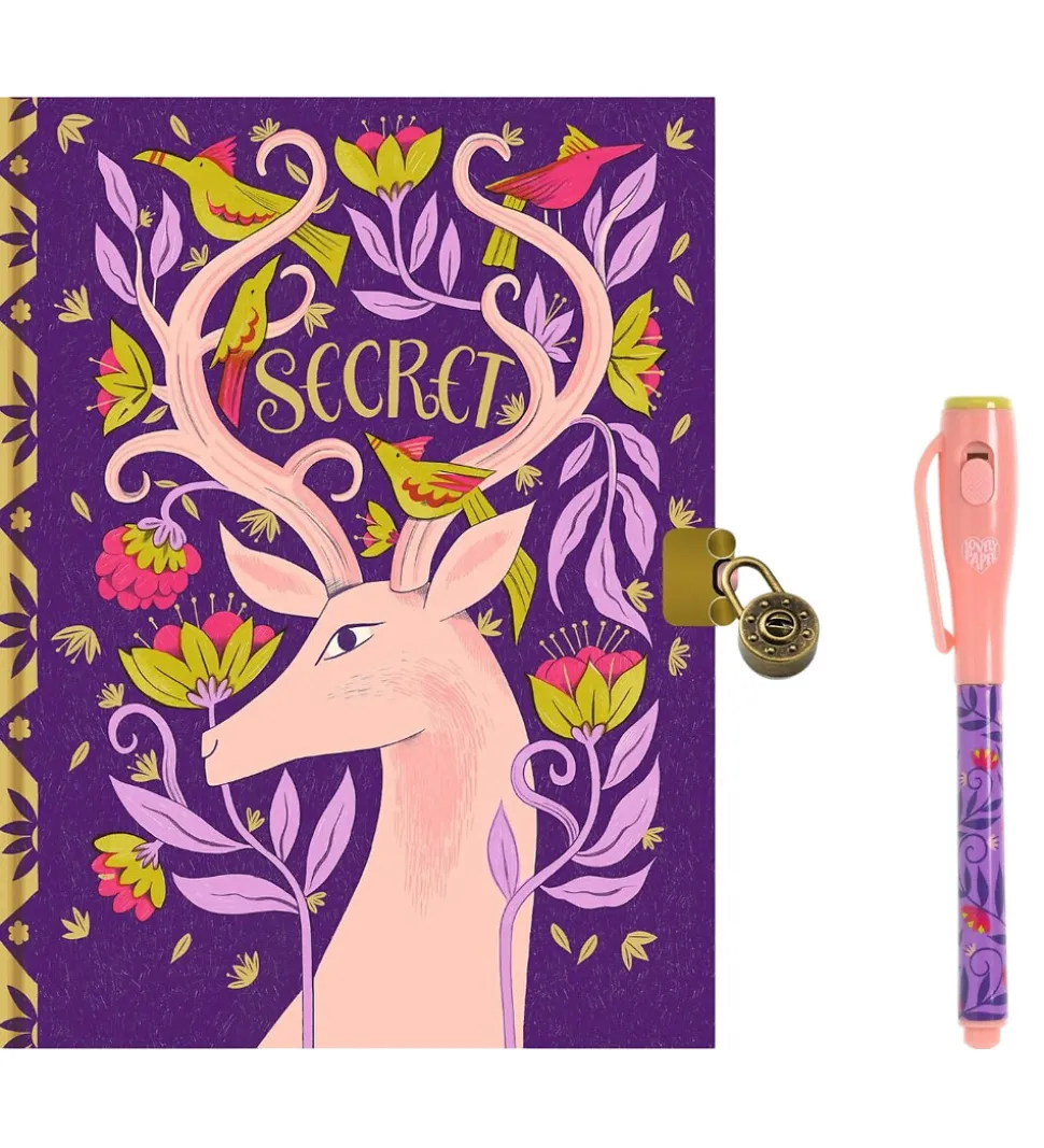 Djeco Dagbog m. Lås & Magisk Pen - Melissa Castrillon - Krondyr