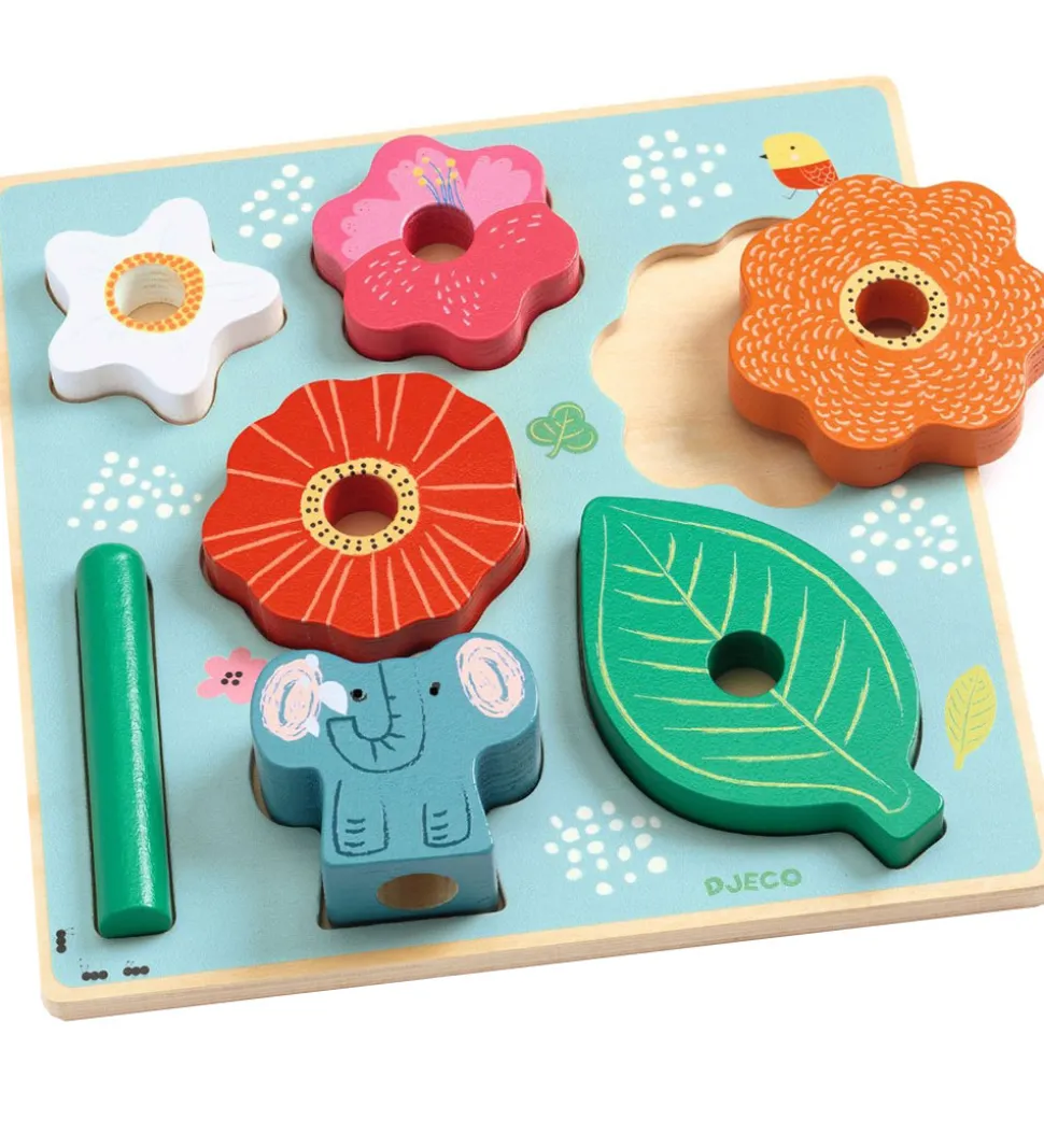 Djeco Puslespil/Stabelelegetøj - 8 Dele - Træ - Happy