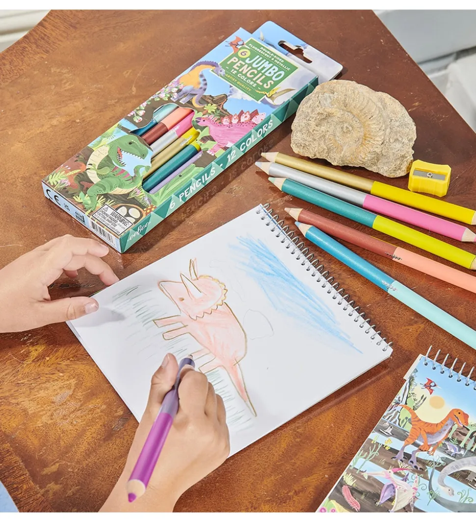 Eeboo Farveblyanter - 6 Stk. - Jumbo - Dinosaur