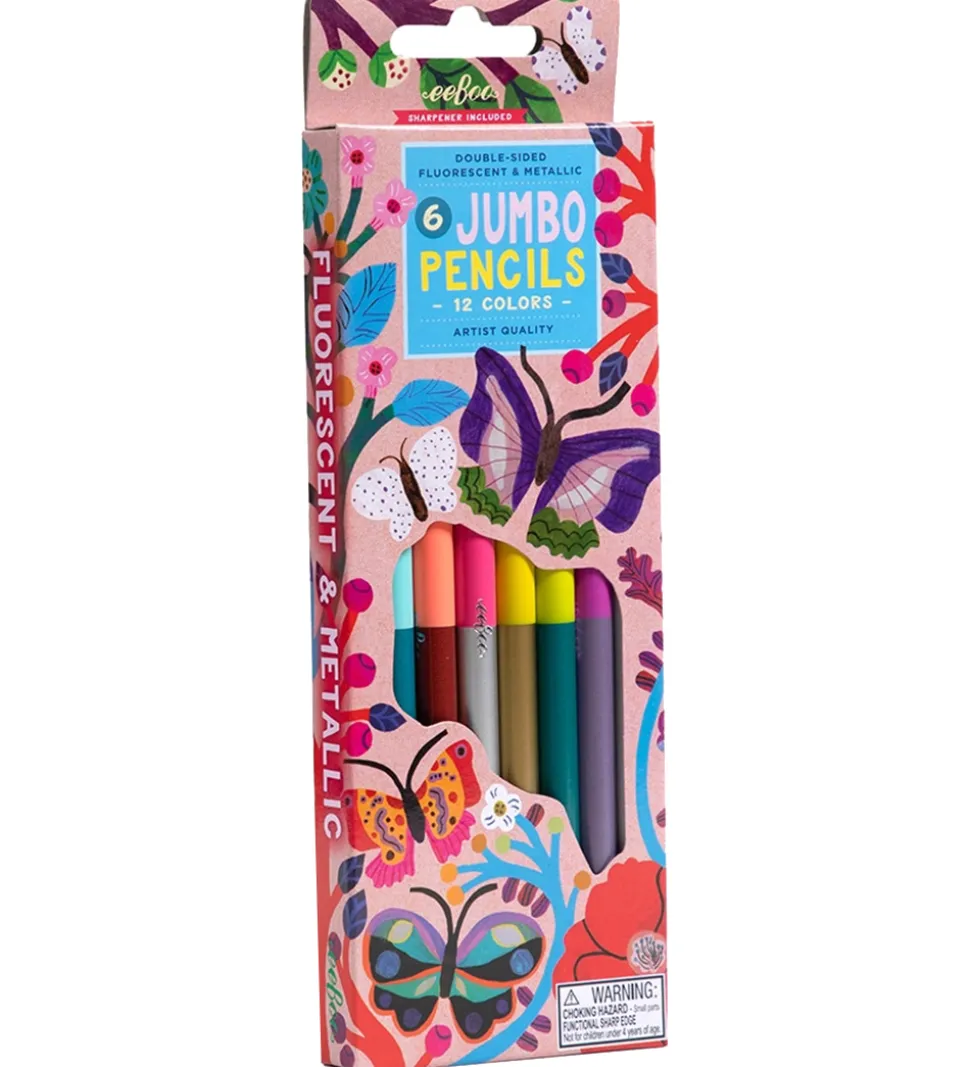 Eeboo Farveblyanter - 6 Stk. - Jumbo - Butterflies