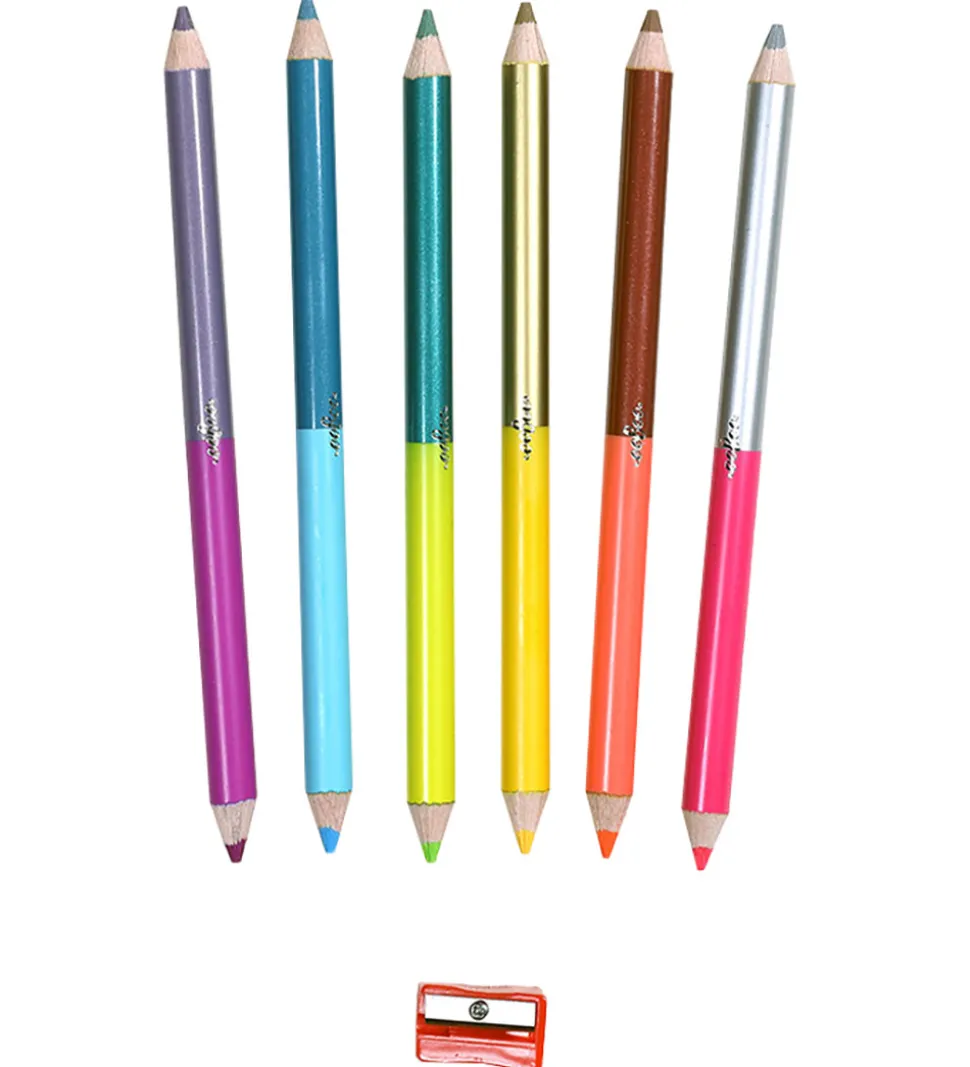 Eeboo Farveblyanter m. Blyantspidser - Jumbo - 6 Stk. - Robot