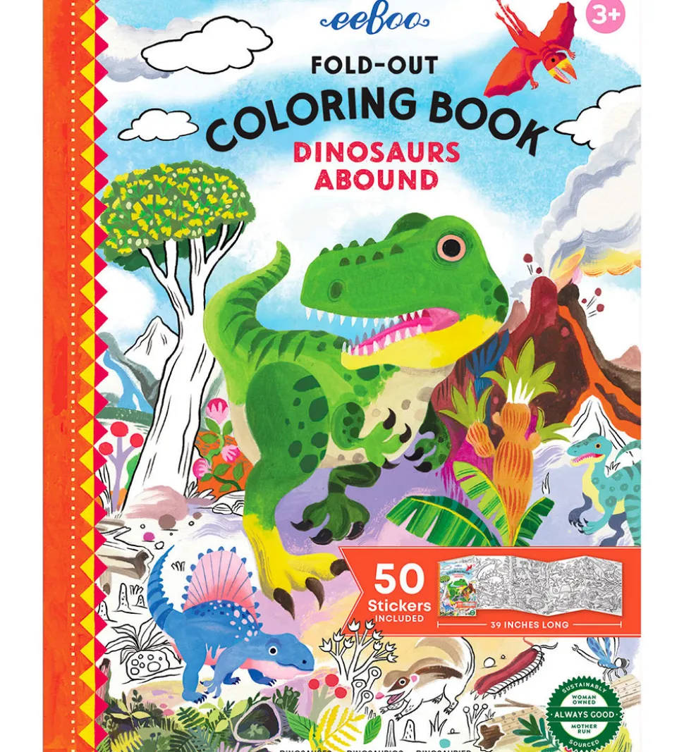 Eeboo Fold Ud Malebog m. Klistermærker - Dinosaurer