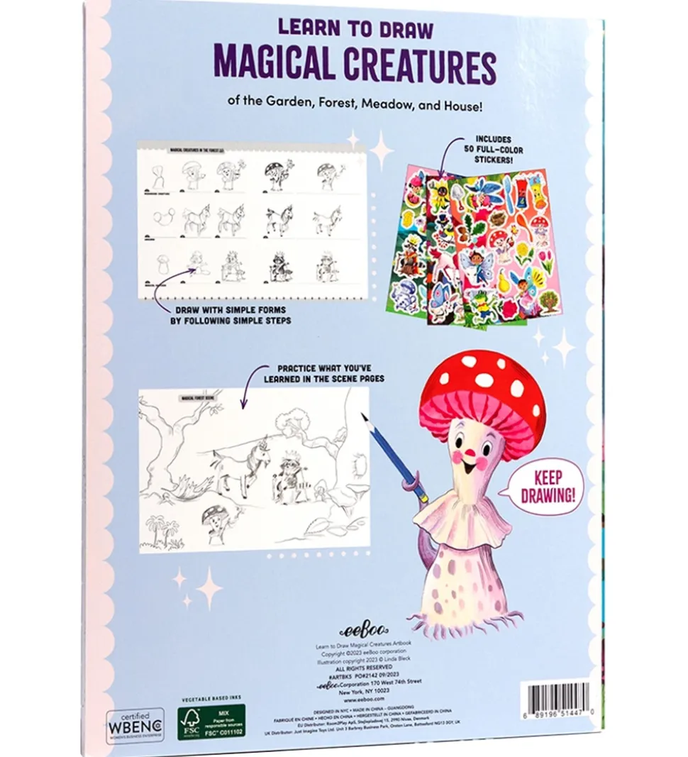 Eeboo Malebog - Lær At Tegne - Magiske Skabninger