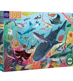 Eeboo Puslespil - 100 Brikker - 45,7x68,5 cm - Hajer i Dybet