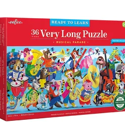 Eeboo Puslespil - 36 Brikker - 88,9x25,4 cm - Den Lange Musikpar