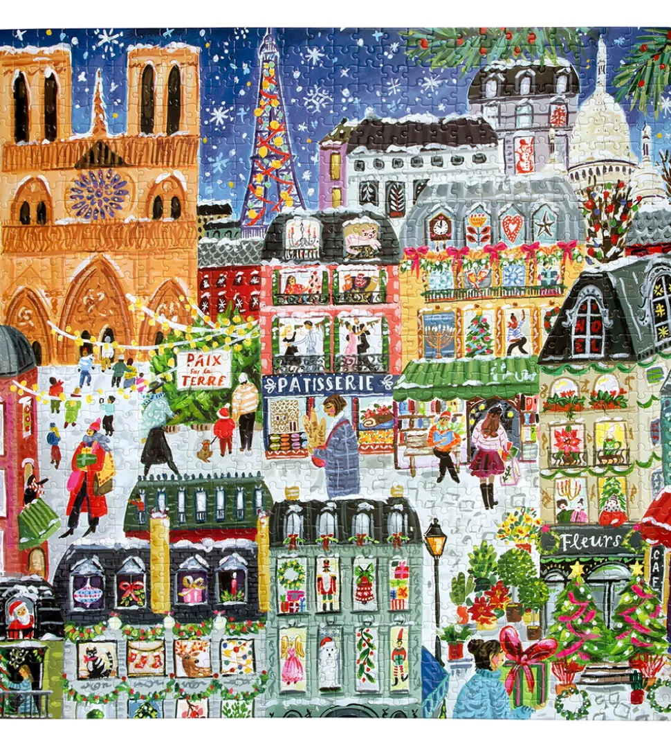 Eeboo Puslespil - 1000 Brikker - 58,4x58,4 cm - Paris Christmas