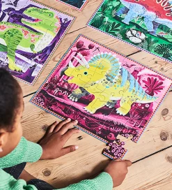 Eeboo Puslespil - Lyser i Mørke - 4x36 Brikker - Dinosaurer