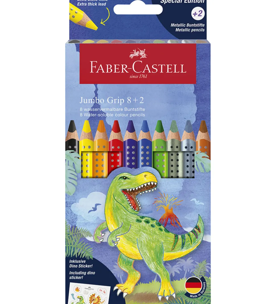 Faber-Castell Farveblyanter - 10 stk. - Jumbo Grip Dino