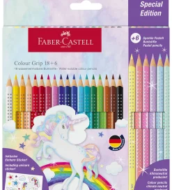 Faber-Castell Farveblyanter - Trekantet - Grip Unicorn - 18+6 st