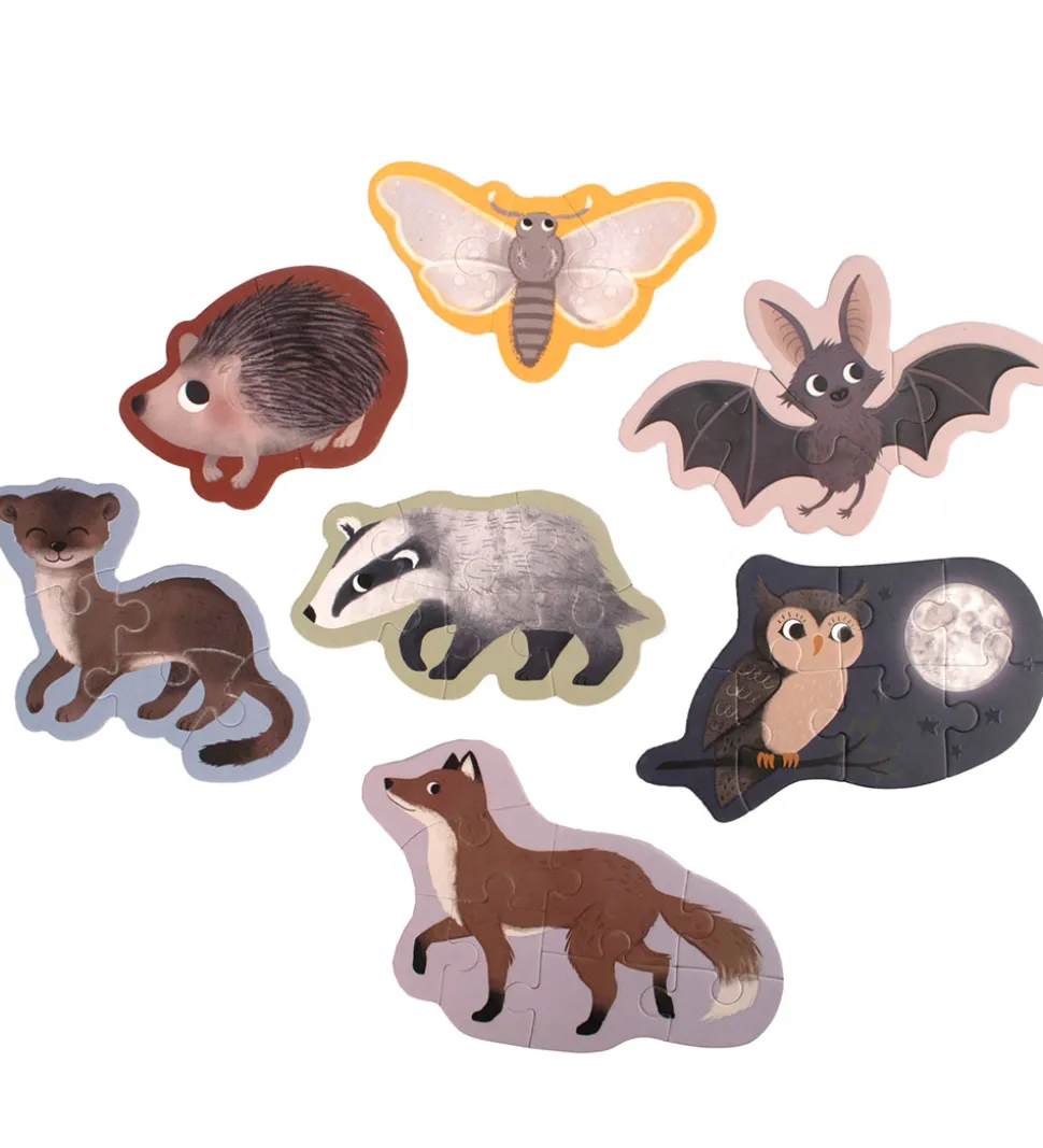 Filibabba Puslespil - Selvlysende - 2-8 Brikker - Skovens Dyr