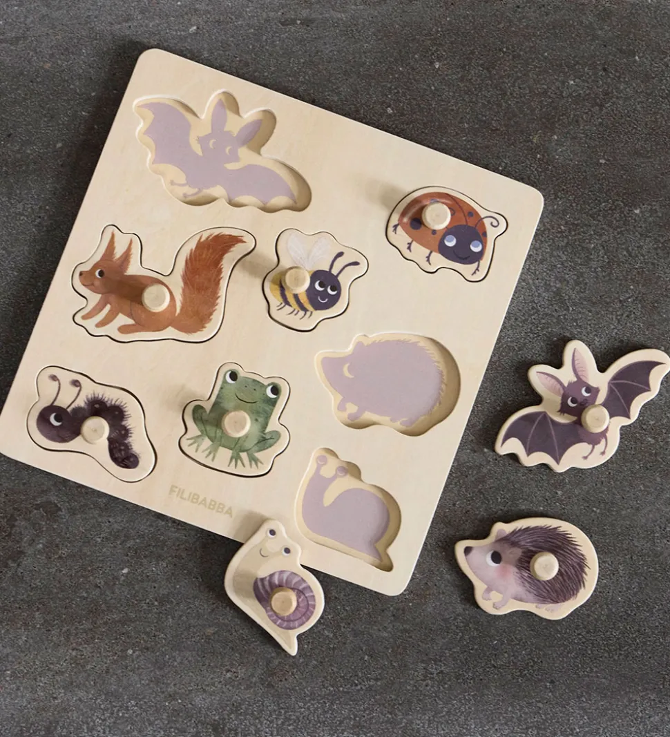 Filibabba Puslespil - Træ - 8 Brikker - Skovens Dyr