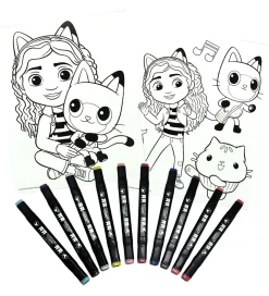 Gabby's Dollhouse Farvesæt m. 10 Tusser - Farv med Tal