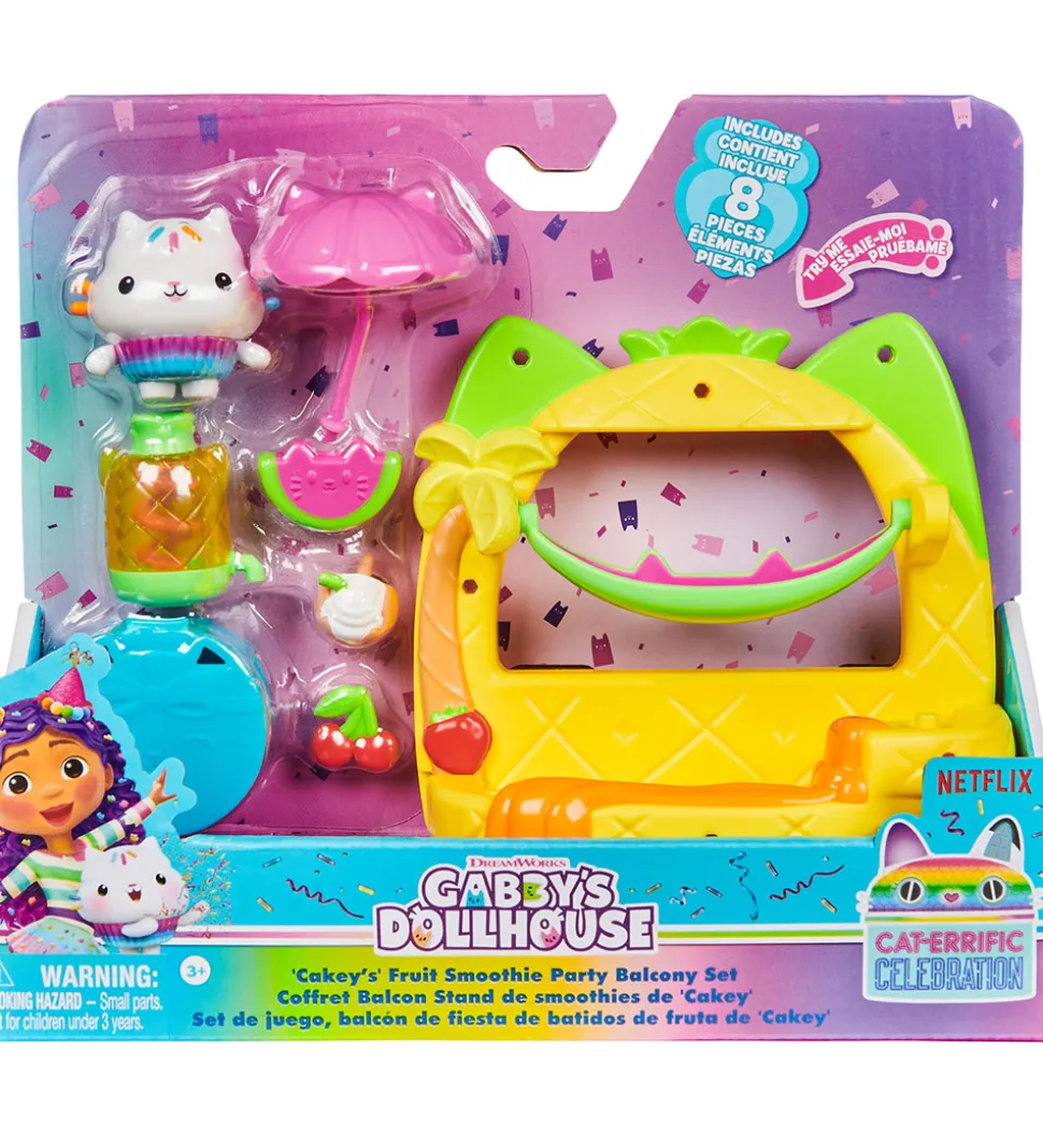 Gabby's Dollhouse Sæt - 8 Dele - Balcony Set - Cakey