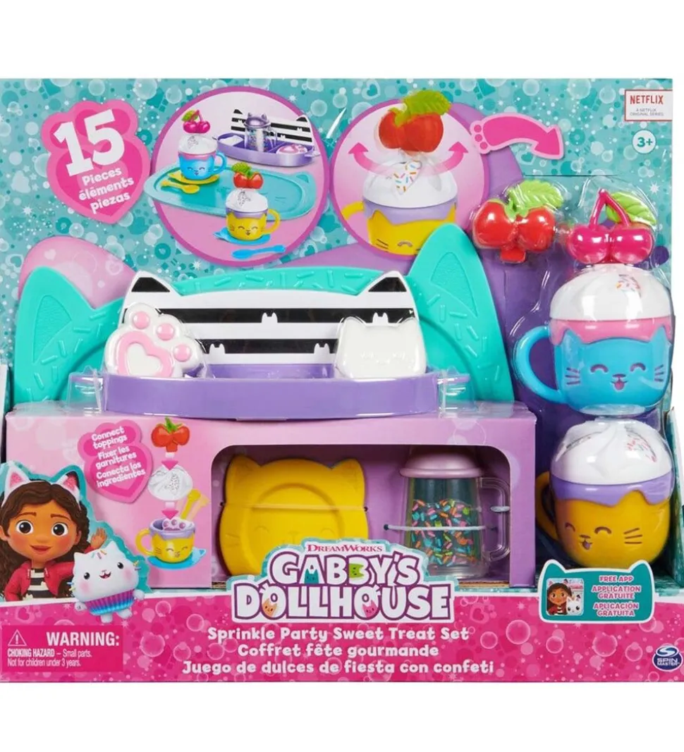 Gabby's Dollhouse Sæt - 15 Dele - Sprinkle Party Sweet Treat Set