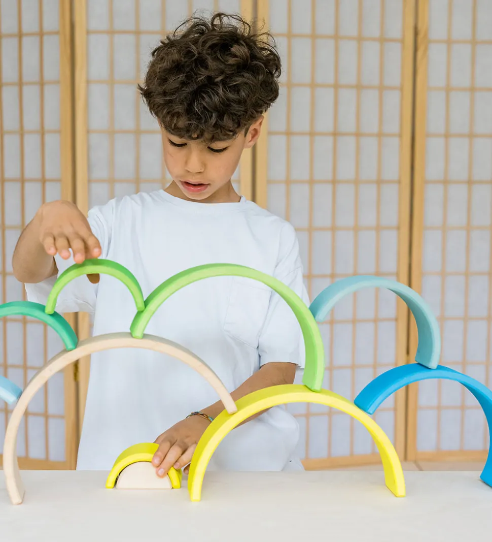Grimms Trælegetøj - Regnbue - 10 Dele - Neongrøn