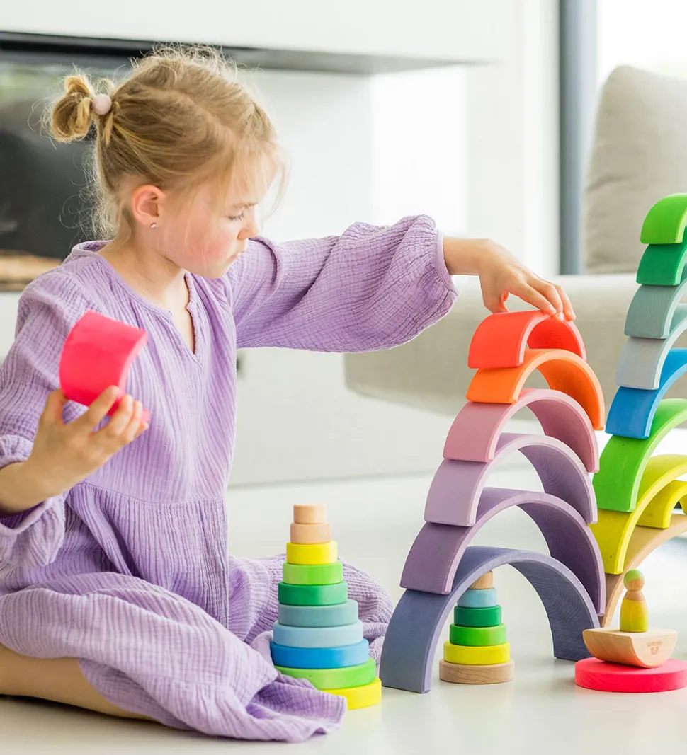 Grimms Trælegetøj - Regnbue - 10 Dele - Neonpink