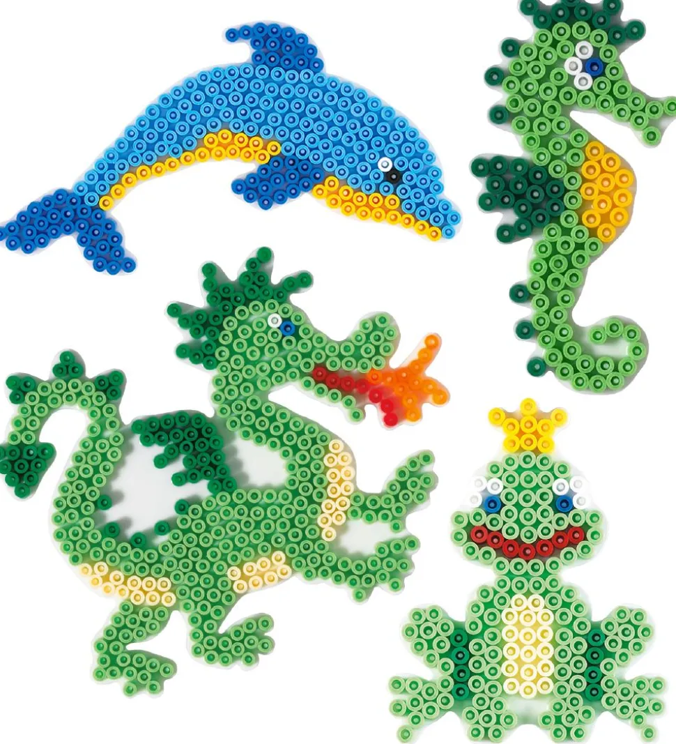 Hama Midi Perleplader - 4 stk - Delfin/Søhest/Frø/Drage