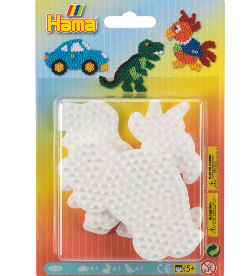 Hama Midi Perleplader - 3-pak - Bil, Dinosaur & Papegøje