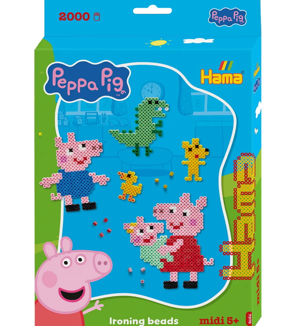 Hama Midi Perler - Gurli Gris + Lillesøster Evie - 2000 stk.