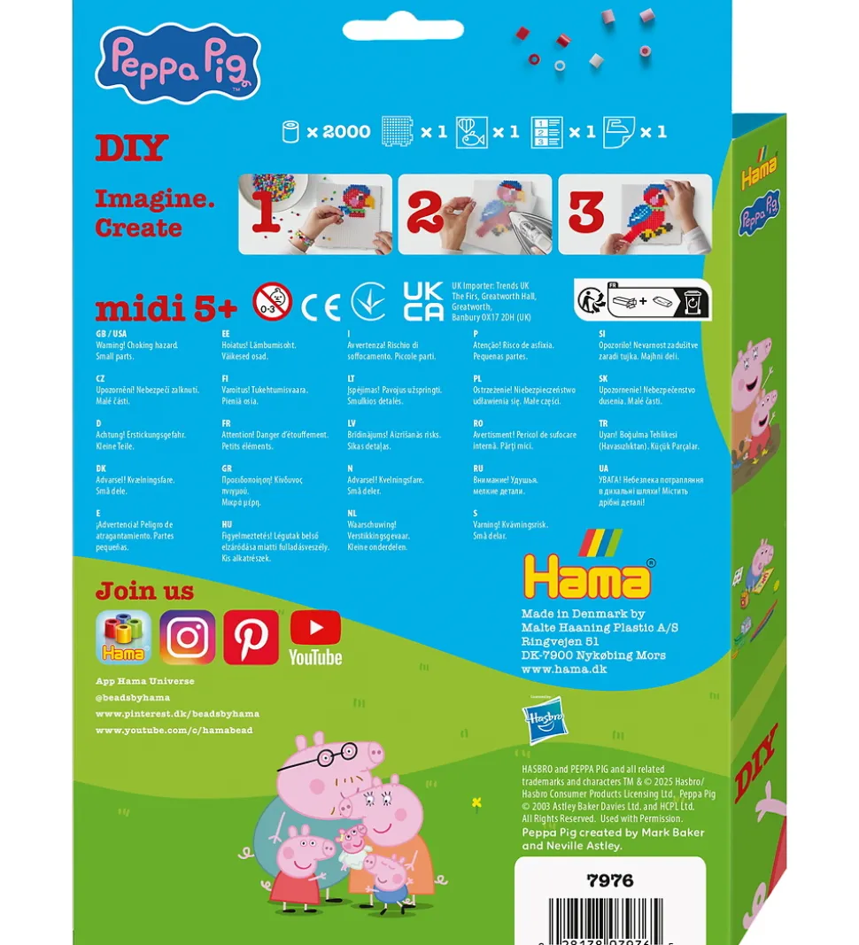 Hama Midi Perler - Gurli Gris + Lillesøster Evie - 2000 stk.