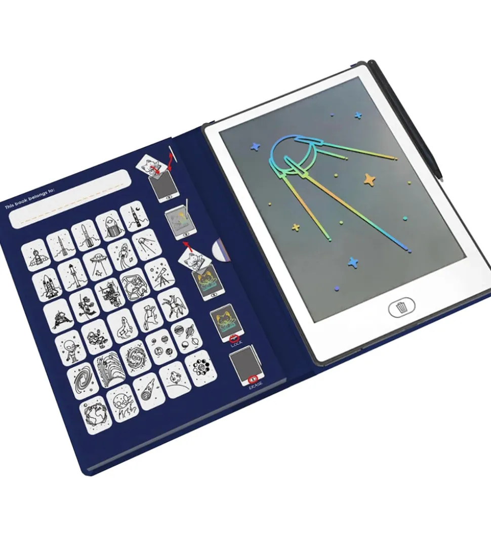 Kidywolf LCD-tegnetavle m. 30 Motiver - Galaxy