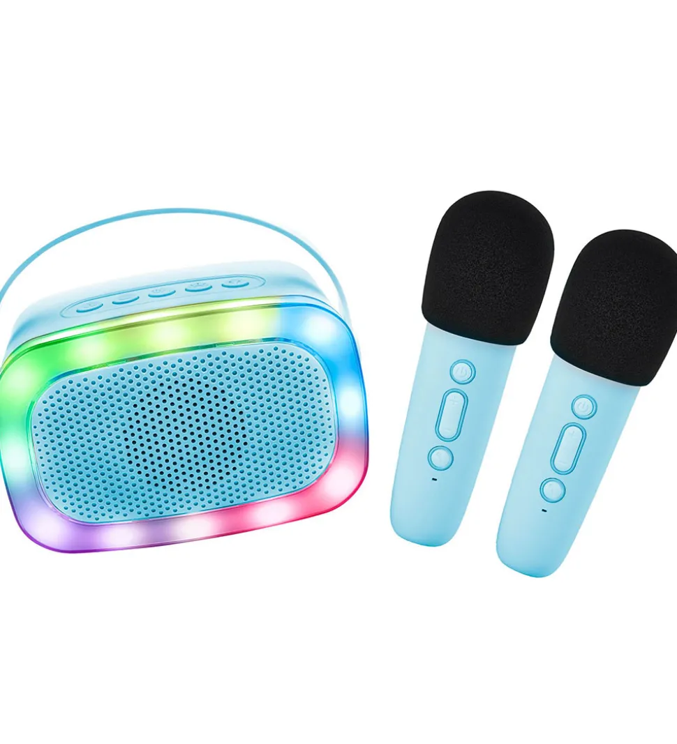 Lalarma Højtaler m. 2 Mikrofoner - Trådløs - Karaoke - Blå