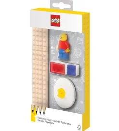 LEGO® Stationery Blyantsæt - 8 Dele - Rød/Blå m. Minifigur