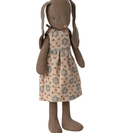 Maileg Kanin - Kjole m. Blomster - Str. 2 - Brun