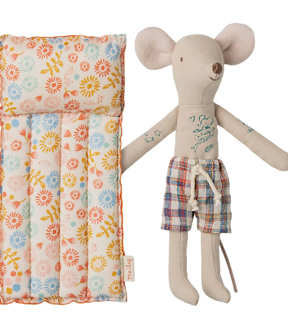 Maileg Strand-mus m. Luftmadras - Far Mus - Blomster