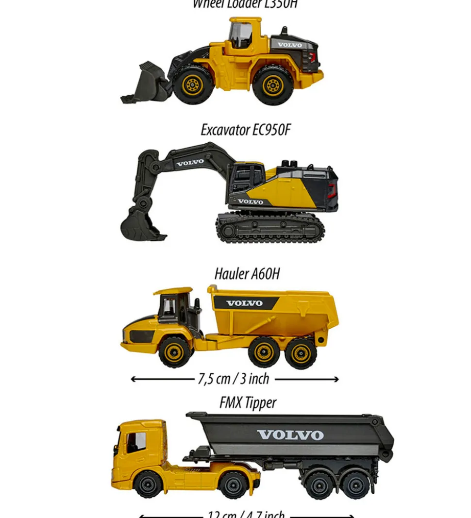 Majorette Arbejdsmaskiner - 4-pak - Volvo