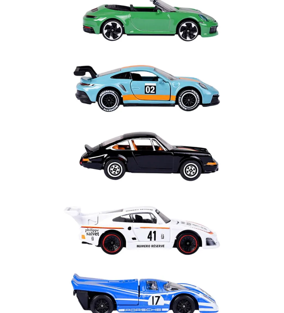 Majorette Biler - Porsche - 5-pak