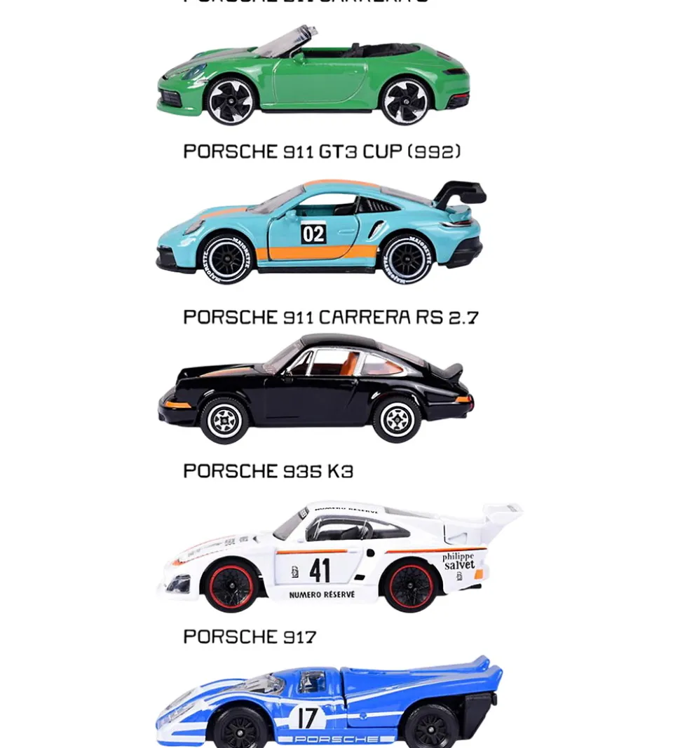 Majorette Biler - Porsche - 5-pak
