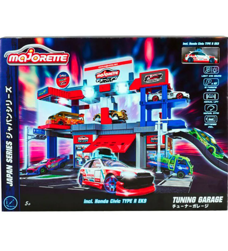 Majorette Garage m. Bil, Lyd og Lys - Japan Series Tuning Garage
