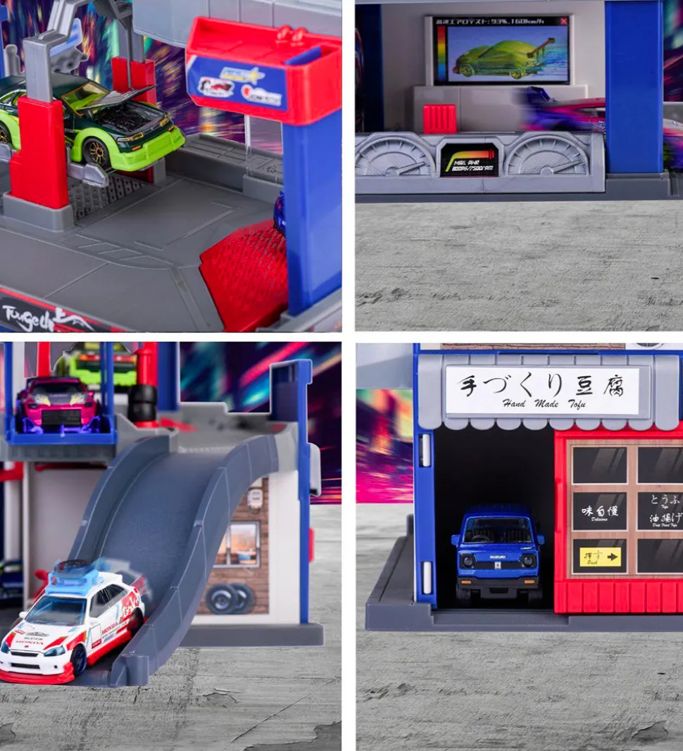 Majorette Garage m. Bil, Lyd og Lys - Japan Series Tuning Garage