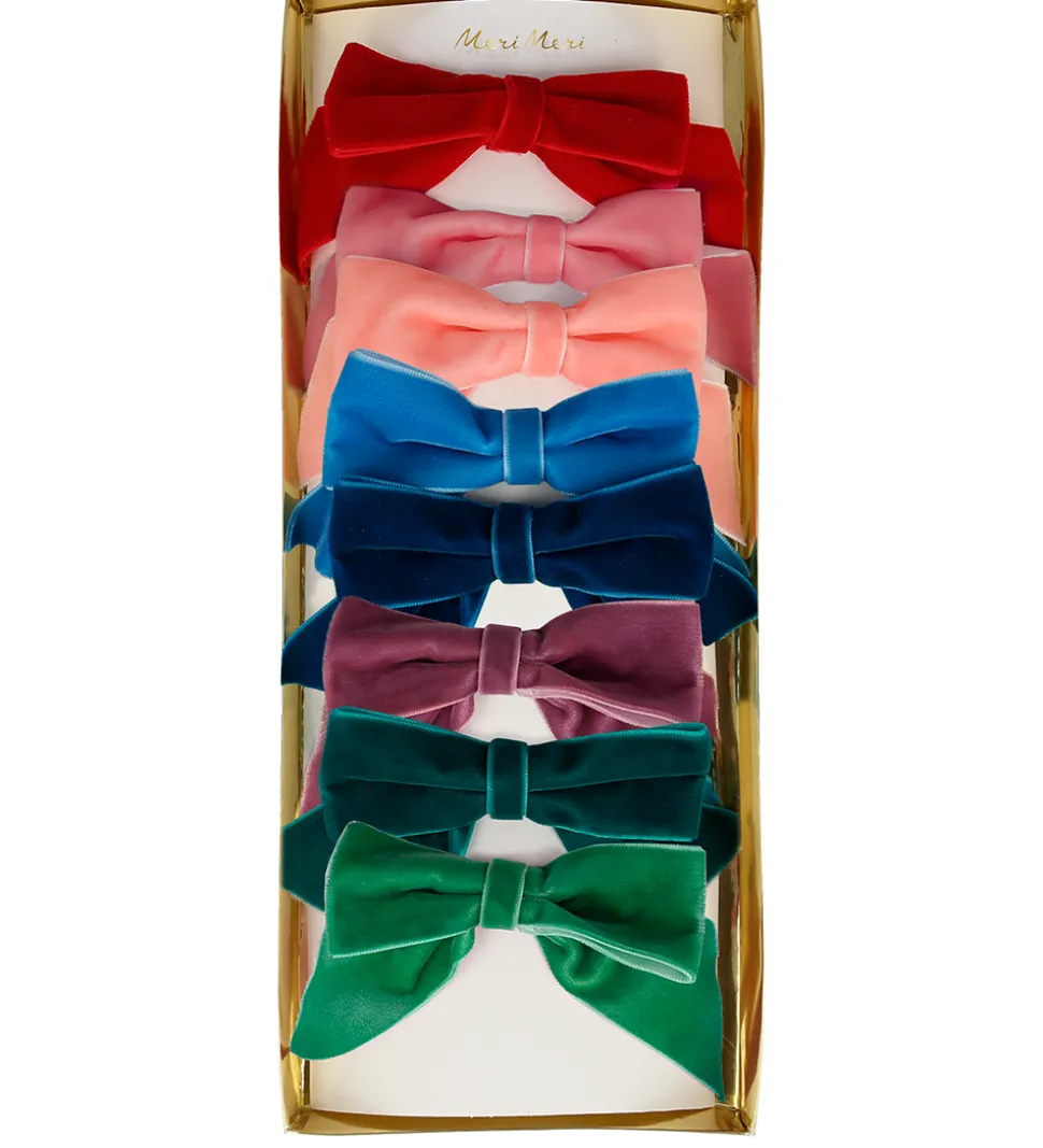 Meri Meri Hårsløjfer - 8-pak - 8,5 cm - Radiant Velvet