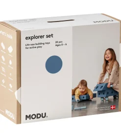 MODU Explorer Sæt - 20 Dele - 55x40x20 cm - Deep Blue/Sky Blue