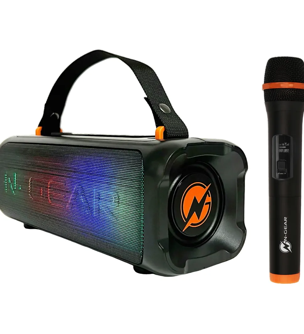 N-GEAR Højtaler m. Mikrofon/Lys - Blazooka 703 - Trådløs - Soert