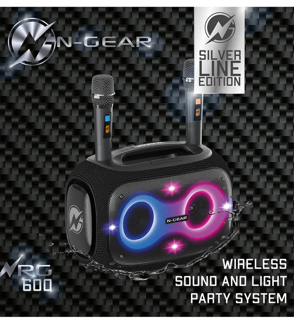 N-GEAR Højtaler med 2 Mikrofoner - Wireless - NRG600 - Sort