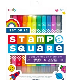 Ooly Dobbeltsidede Tuscher - Stamp a Square - 12 stk