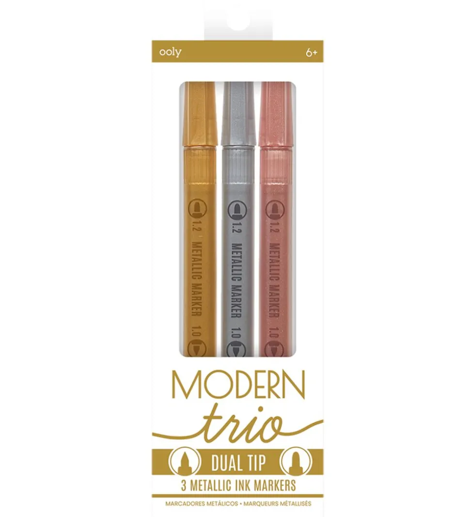 Ooly Dobbeltsidet Tuscher - 3 Stk - Modern Trio Dual Tip Metalli