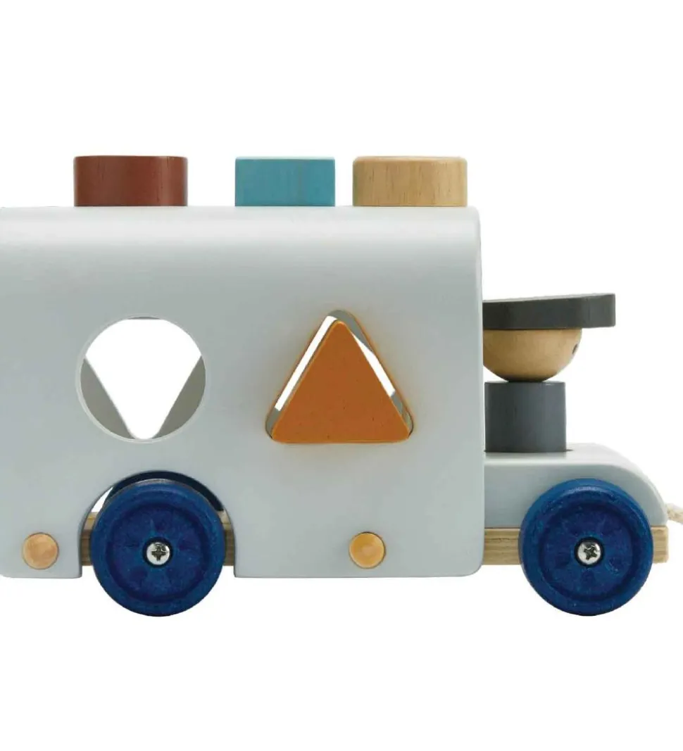 PlanToys Træklegetøj - Bus m. Puttekasse - Træ/Lyseblå