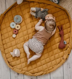 Play&Go Legetøjstæppe - Ø120 - Soft Organic - Mustard Chai Tea